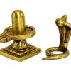 Brass Shiv Ling Shiva Lingam with Sheshnaag Statue Idol Murti for Home Temple and Pooja - 4" inches