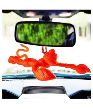 Flying Lord Hanuman Hanging Idol, 4 inches, Orange | Flying Hanuman Ji Idol for & Home Temple & Car Hanging for Rear Mirror | Car Decoration (1),