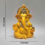 Mango Terracotta Finish Ganesha Idol for Car Dashboard Home Decor, 3.5 x 2 Inches