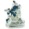 Playful Radha Krishna Idol in Silver Plated Base
