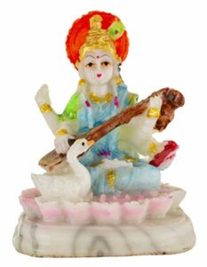 White Saraswati Idol, Oval Shape, Resin Made, Size Aprox 8cm and 90g, Pack of 1 Saraswati Idol in Box