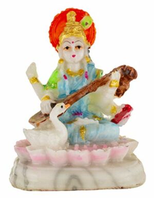 White Saraswati Idol, Oval Shape, Resin Made, Size Aprox 8cm and 90g, Pack of 1 Saraswati Idol in Box