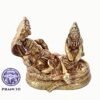 Brass Idol Statue of Lord Vishnu Laxmi on Sheshnag for Home and Office Gold Antique 4 x 3.5 x 2 inches