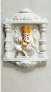 Beautifully Handcrafted Marble Ganesh Ji Spiritual Statue Idol for Home Decor Temple Statue Showpiece-Size (7 x 1 x 10 Inch)