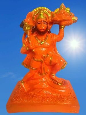 Efinito,Polyresin Orange Hanuman Ji Murti Hanuman bala Ji Bajrang Bali Sankat Mochan Bhagwan Murti Statue Idol for Car Dashboard Home Temple Big Size Idol 17 CM