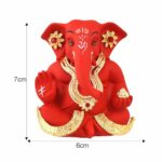 Ganesh Idol Statue for Car Dashboard, Ceramic Terracotta, Gold Plated, Showpiece Figurine for Home Pooja Room, Diwali Decoration