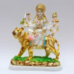 Gold Plated Durga Maa Idol Marble 9 Inch for Home Temple Pooja Room Office Table Decoration