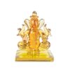 God Ganesh Sitting with Base Statue (Murti) Idol Showpiece Handmade of Crystal Glass for Worship, Decoration, Car Dashboard, Gift (Yellow), Small