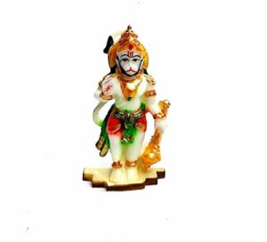 Stone Hanuman Statue for Car Pooja Murti Idol (White, 4 inch)