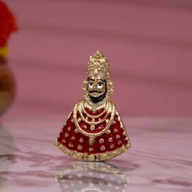 Pure Gold Coated Khatu Shyam Ji Murti Idol - Khatu Shyam ji Idol for Car Dashboard, Shyam Baba Murti Idol for Peace & Positivity