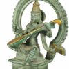 Goddess Saraswati - Brass Statue - Color Patina Gold Color