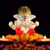 Ganesha Idol With Wooden Temple For Home Mandir, Temple, Car Dashboard Temple, Gift Items (Ganesha Temple 2)
