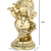 Brass Ganpati Idol Sculpture, 5'' x 3.8'', Golden (Model Number: GBS195)