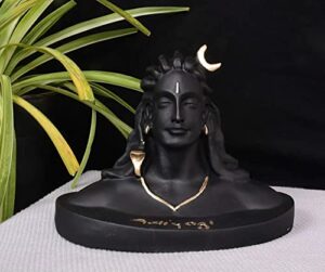 Black Adiyogi Shiva Idol for Home Decor, Gift & Puja, Car Dashboard Statue | Made in India 1 pc(Resin)