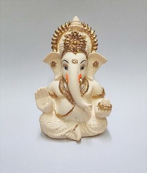Peach Ivory Finish Ganesha Idol Car Dashboard Idol Home Decor Gifting Diwali Showpiece 3.5" Inches