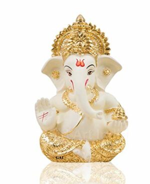 Gold and Silver Plated Ganesha Idol (Gold and Cream)