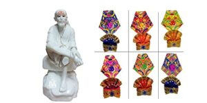 Sai Amrut Sai Baba Murti Marble Dust Idol Statue for Pooja (White) (3.5 Inch, Dress and Pagdi Set)