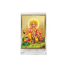 Lord Panchmukhi Hanuman Ji God Idol Photo Frame for Car Dashboard|ACF 3 ACRYLIC Frame, 24K Gold Plated Foil and | Idol for Pooja, Gifts Items (11X6.8 CM)