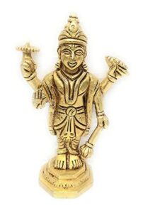 Brass Made Shri Narayan Idol/Shri Maha Vishnu Brass Idol/Brass Made Chaturbhuj Vishnu Idol/Lakshmi Narayan Idol from vrindavan 5cms