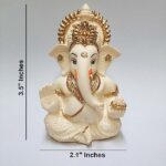 Peach Ivory Finish Ganesha Idol 3.5 Inches Car Dashboard Home Decor Showpiece