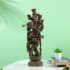15" Large Krishna Idol - Bronze Finish- Lord Krishan Murti Statue Hindu Religious (Size 15 x 5 Inches)