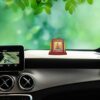 Hanuman Ji God Idol Photo Frame for Car Dashboard, Table D?cor|MDF 1B Wooden Frame and 24K Gold Plated Foil and Engraved Pillars of Brass|Idol for Pooja, Gifts Items (7X 9CM)