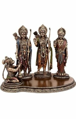 S T Polyresin Hindu Lord Ram with laxman and Goddess Sita Devi and Hanuman Statue for Pooja Room&Gift/murti Idol Home &Office Decor Home & Office Decor (7.50x9.50 INCH Inch)