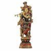 Large Multicolor Brass Lord Krishna Idol Statue for Home Decor and Puja, Height 29 Inches