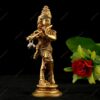 Brass Lord Krishna Idol Playing Flute Small Size for Home Decor, Living Room, Pooja, Temple