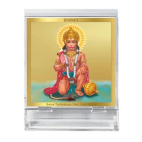 Hanuman Ji God Idol Photo Frame for Car Dashboard, Table D?cor|ACF 3A Acrylic Frame and 24K Gold Plated Foil|Idol for Pooja, Gifts Items (5.8X4.8 CM)