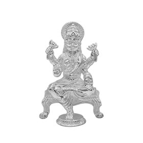 Pure Silver Goddess Lakshmi/Laxmiji Solid Idol/Murti with Paat Perfect for Gifting & Pooja/Puja Use (925 Purity)(28 Grams)
