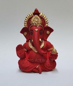 Ganesha Idol for car Dashboard/Home/Office Shelves/Diwali/Gifting /3.5 inches (Maroon Red)