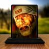 Wood Sai Baba Idol, 10 cm x 12 cm x 1 cm, Multicolour