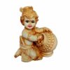 Poly Marble Handcrafted Krishna showpiece Hindu god Idol Decorative Statue Figurine for Home Decor Craft (Multicolour, 6 Inch, 14 cm X 11 cm X 7 cm)