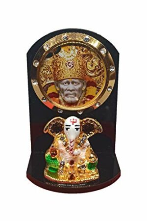 Gifts Acrylic Baba ganapti Idol for Car Dashboard Decorative Showpiece - 6.35 cm (Mukut Face)