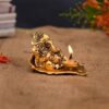 Ganesh Idol on Leaf - Lord Ganesha with Diya - Metal Diya for Diwali Decoration Items Home Decorative Gift Puja Gifts Corporate, Diwali Gift Item