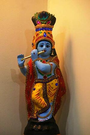 Resin Krishna Idol (Blue, 18 x 11 x 45 cm)
