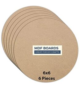 6 Piece Round MDF Boards 6 x 6 Inch for Crafts & DIY
