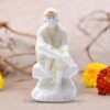 Sai Baba Statue Marble Dust Murti for Home Pooja & Car Dashboard | Sai Baba Idol Handmade Finishing Sitting on Stone (White, 4.5)