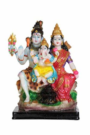 Polystone Shiv Parvati Ganesh Family Statue Murti | Shiv Pariwar | Lord Shiva Family Idol Statue | Height 9.6 Inches
