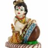 Lord Krishna Makhan Chor Idol Sculpture Statue Figurine Showpiece (19 x 15 x 9 cm) - Diwali Decoration Items for Home Decor Living Room Mandir Temple Pooja Room Table Decorative Gifts