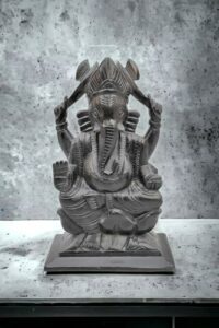 Pooja Creation Black Soapstone Lord Ganesha Ganesh Idol Very Heavy and Big Size Figurines for Temple and Home Decor Size 8 Inch