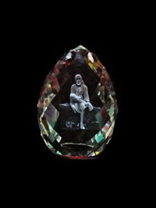 3D Crystal Sai Baba Idol Staute Murti for Home, Pooja Room, Gift Purpose & Car Dashboard. Multi (2 in)