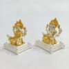 Lakshmi Ganesha Idol for Home Puja | Real 24kt Gold & 999 Silver Plated Laxmi Ganesh Murti Statue for Home Decor Mandir Temple.
