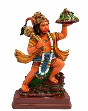 Marble Dust Polyresin Pahad Sanjeevani Parbat Hanuman Ji Statue Bala Ji Murti For Pooja Home Temple Idol, Pack of 1 (Multicolor)
