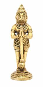 Brass The Humble Hanuman Statue,Standard, Antique Yellow, 1 Piece