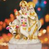 Resin Radha Krishna Cow God Idol (HXWXL-21CMX13CMX09CM), White - Image 3