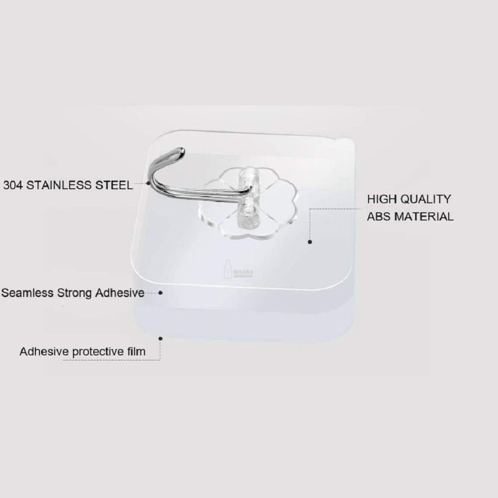 Misamo Enterprise PVC Wall Hooks, Pack of 15, Transparent - Image 3