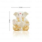Gold Plated Ceramic Ganesha Idol, 6x4x4 cm, Gold