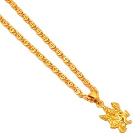 Locket Gold Plated Ganesh Ji, Hanuman Ji, Lord Shiva Om ?, Durga Maa, Radha Krishna Ji & Fish Machali Religious Pendant With Chain Jewelry